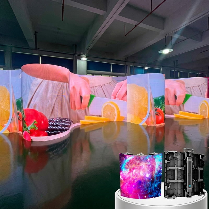 Concave and convex outdoor flexible LED panels for seamless 360-degree pillar and wave displays