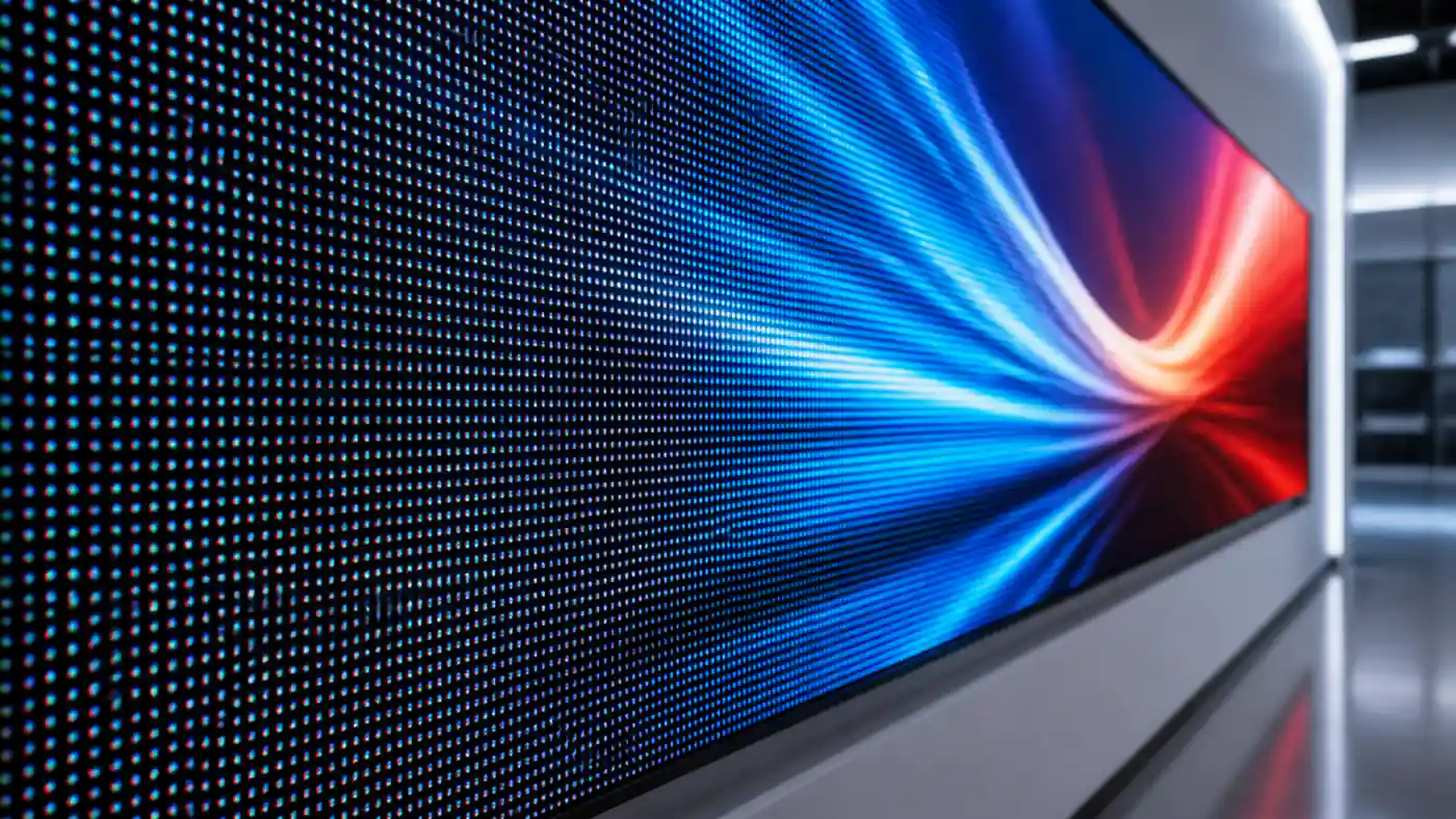 LED video wall close-up showing individual pixel structure
