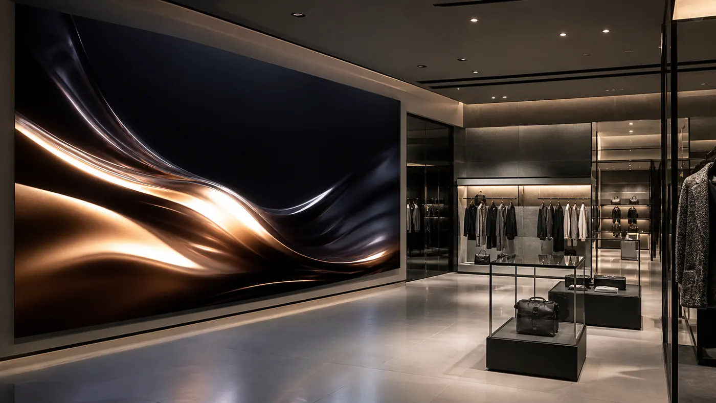 Retail LED digital signage in a luxury storefront