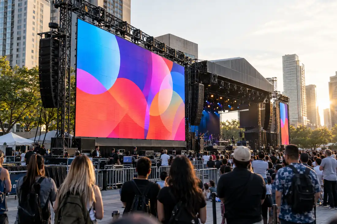 Outdoor LED display installed for advertising and live events